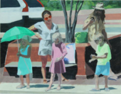 People at Annapolis Dock scene, acrylic painting on paper