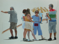 people at Annapolis Dock, painting, acrylic on paper