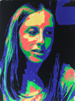 Color value portrait of young woman. Acrylic.