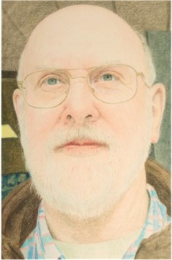 portrait of man in colored pencil on paper