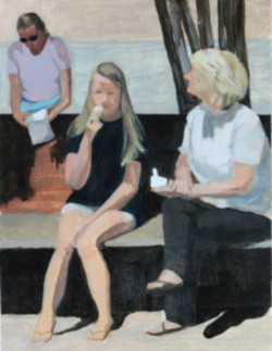 People at Annapolis Dock scene, acrylic painting on paper