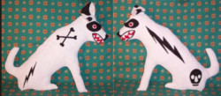 life-sized soft sculpture dogs