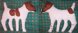 life-sized soft sculpture dogs
