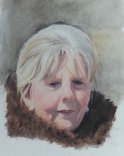 Mixed media portrait study of woman