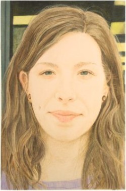 Portrait, young woman, colored pencil