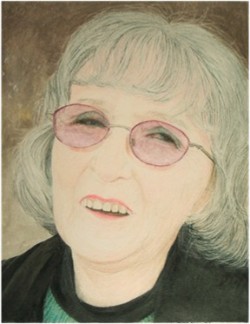 Portrait woman in colored pencil.