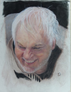 portrait, man, mixed media