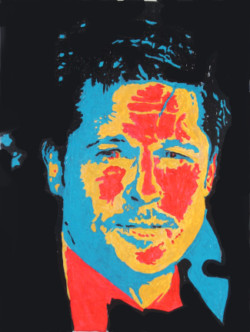 Color value portrait of man. Acrylic.