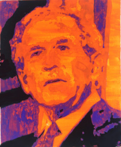 Color value portrait of man. Acrylic.