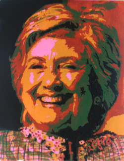 Color value portrait of woman. Acrylic.